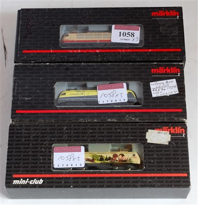 Lot 1058 - 3 Marklin Mini-Club Z gauge electric...