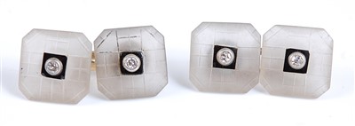 Lot 2565 - A pair of double ended cuff links, each with...