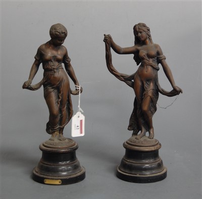Lot 42 - A pair of early 20th century patinated spelter...