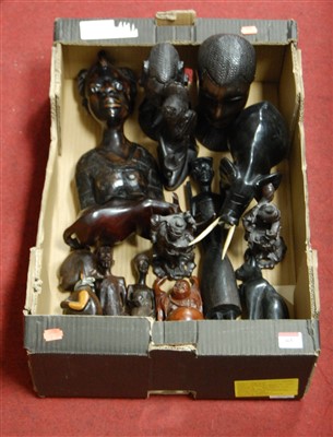 Lot 63 - A large carved hardwood African bust; together...
