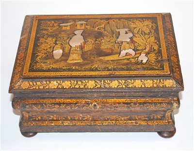 Lot 97 - A 19th century black lacquered and chinoiserie...