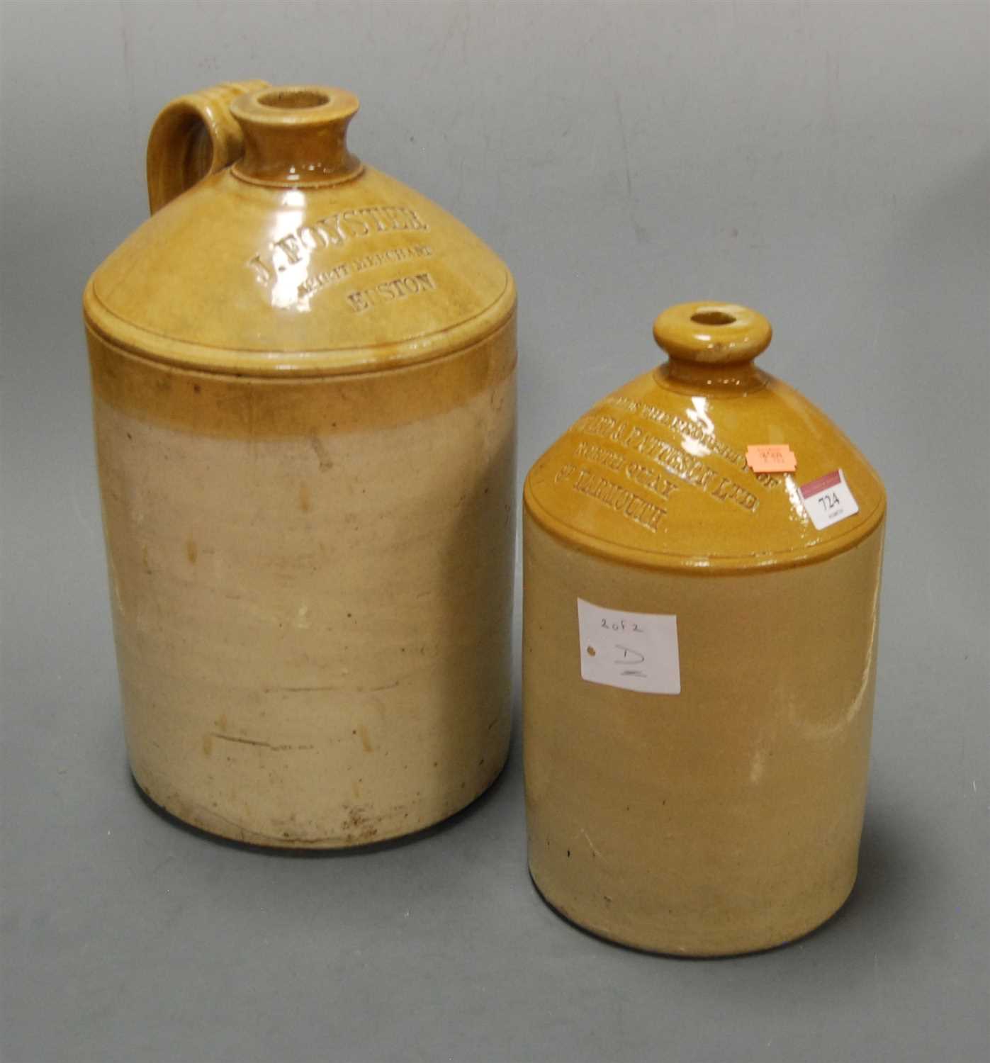 Lot 724 - A salt glazed stoneware flagon advertising J...