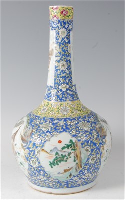 Lot 1307 - A 19th century Chinese bottle vase, enamel...