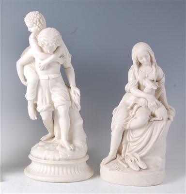 Lot 1038 - A Victorian parian figure of a girl seated on...