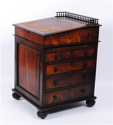 Lot 1396 - A William IV rosewood slide-top davenport by M...