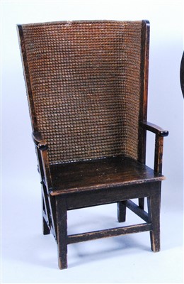 Lot 1409 - A 19th century stained pine Orkney chair,...