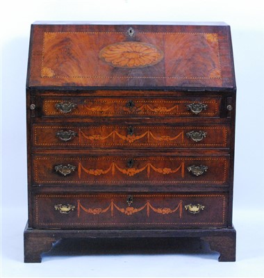 Lot 1412 - A George III mahogany and marquetry inlaid...