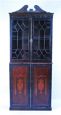 Lot 1417 - A late George III mahogany bookcase cabinet,...