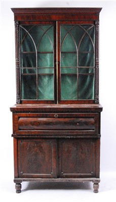 Lot 1418 - A William IV mahogany secretaire bookcase, the...