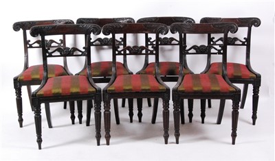 Lot 1420 - A set of seven George IV mahogany dining...