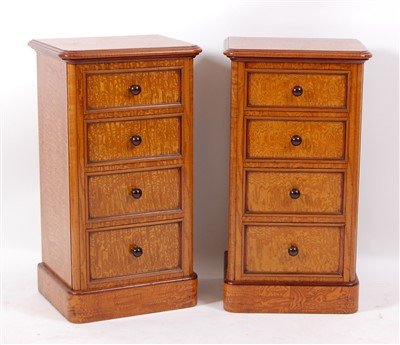 Lot 1441 - A pair of antique satinwood four drawer...