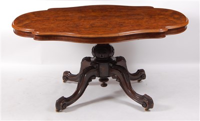 Lot 1443 - A Victorian burr walnut pedestal breakfast...