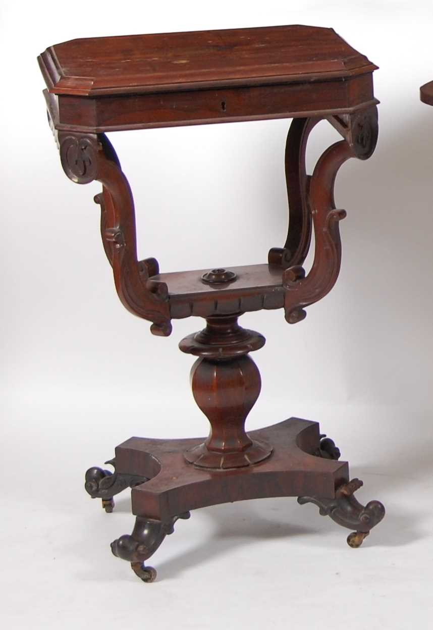 Lot 1444 - An early Victorian rosewood pedestal...