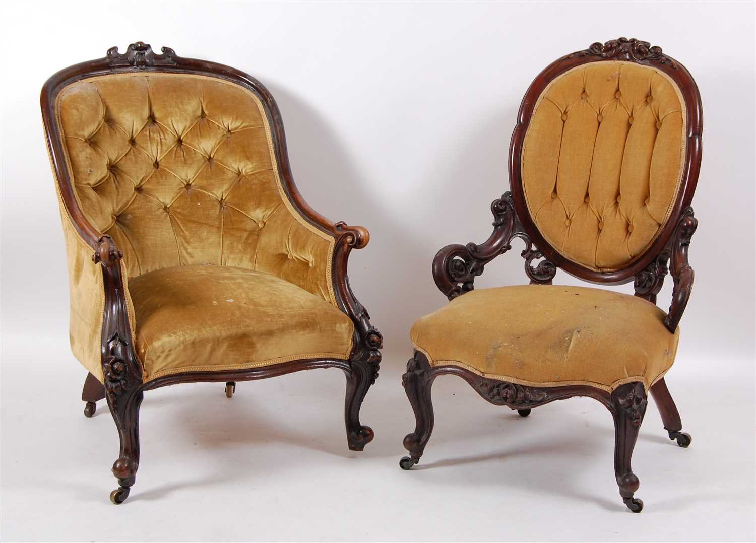 Lot 1464 - A Victorian mahogany framed library armchair,...