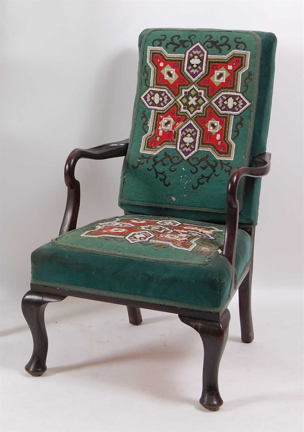 Lot 1490 - An early 20th century mahogany framed armchair,...