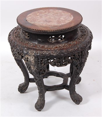 Lot 1309 - A late 19th century Chinese 'rosewood' and...