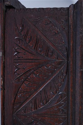 Lot 1469 - A Commonwealth period carved oak Bible box, of...