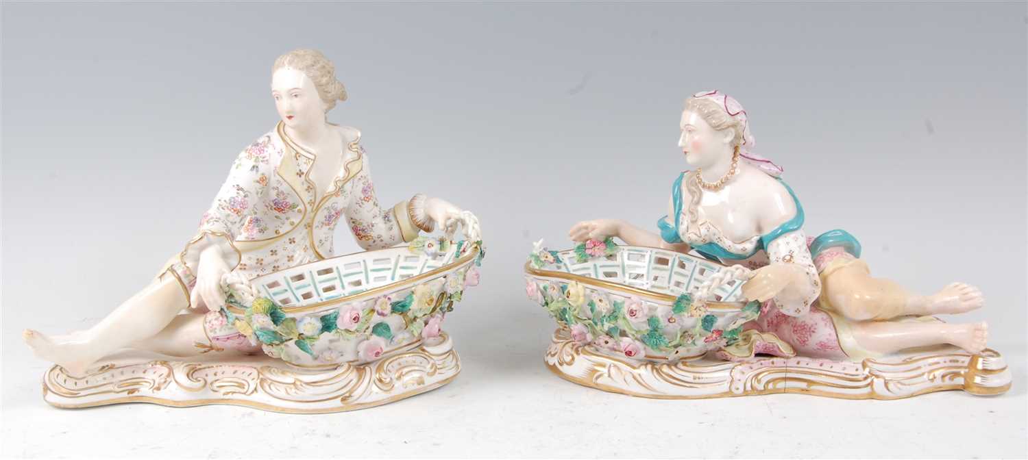 Lot 1014 - A pair of late 19th century Dresden porcelain...