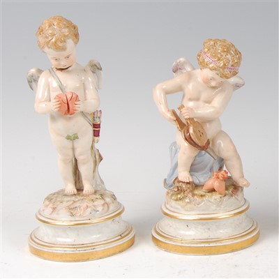 Lot 1002 - A pair of circa 1900 Meissen porcelain figures...