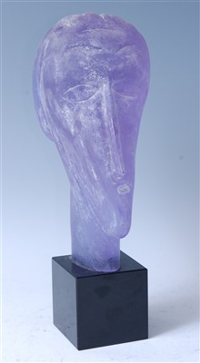Lot 205 - A contemporary Murano purple glass bust...