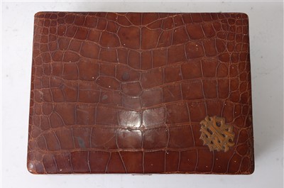 Lot 286 - A 1920s crocodile skin jewellery box, the...