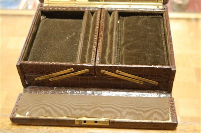 Lot 286 - A 1920s crocodile skin jewellery box, the...
