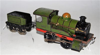 Lot 218 - 1920-6 Hornby 00/M3 GN green tinprinted loco...
