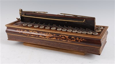 Lot 618 - A 19th century French rosewood and marquetry inlaid flutina