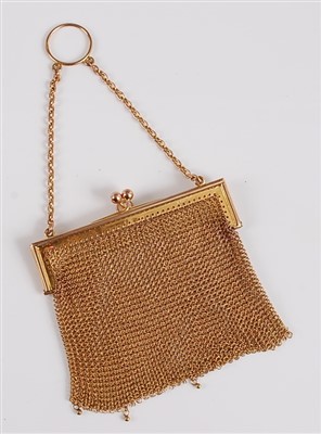 Lot 1198 - A 9ct yellow gold meshlink coin purse, the...