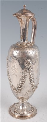 Lot 1111 - A Victorian silver claret jug or wine ewer,...