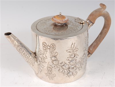 Lot 1115 - A George III silver bachelors teapot, of...