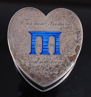 Lot 1123 - A Victorian silver heart shaped box, the...