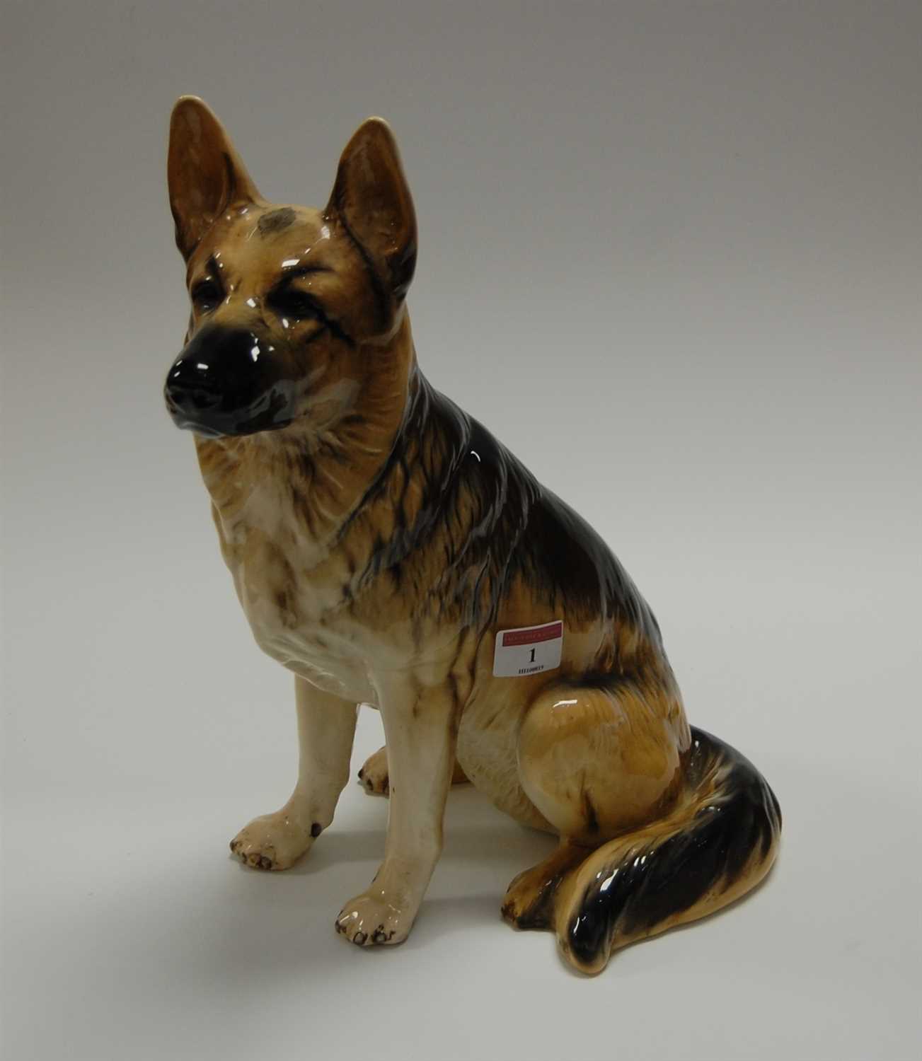 Lot 1 - A large Beswick figure of a seated Alsatian,...