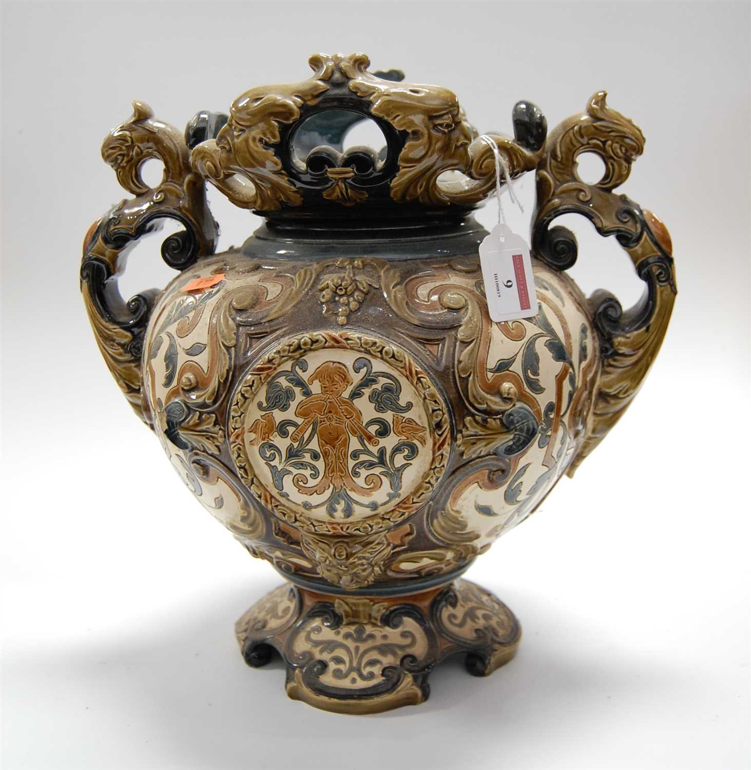 Lot 9 - A circa 1900 art pottery vase, the neck with...