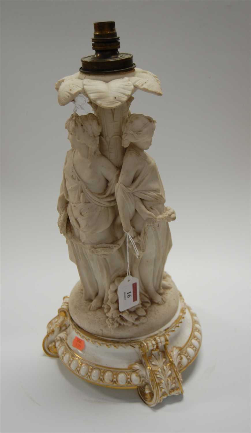 Lot 16 - A Victorian parian figural table lamp in the...