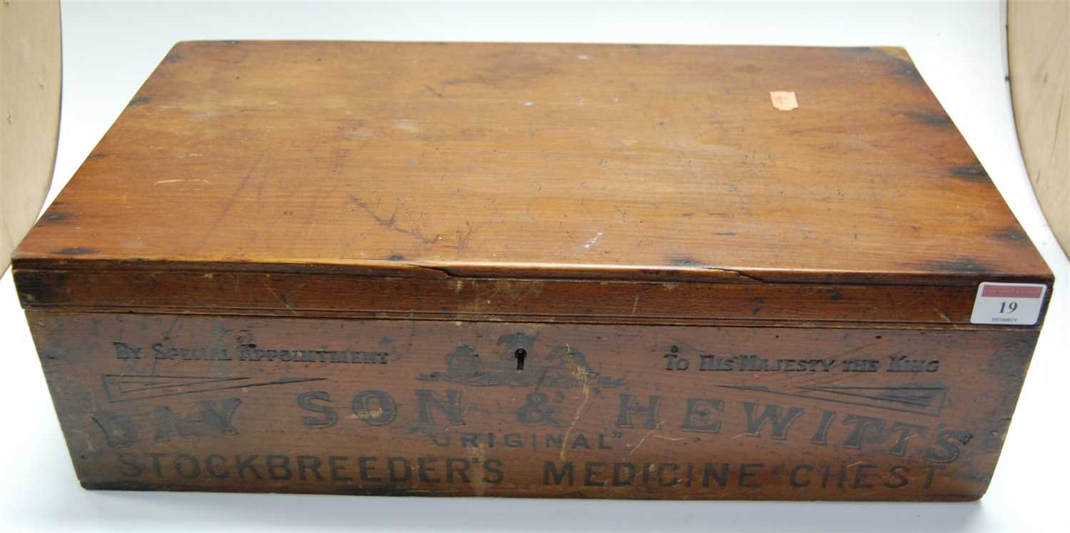 Lot 19 - An early 20th century stained pine box,...