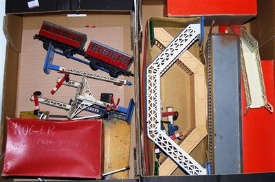 Lot 239 - Two large trays containing Hornby accessories:...