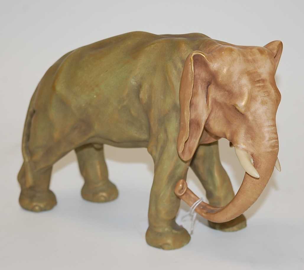Lot 194 - A Royal Dux porcelain elephant, impressed...