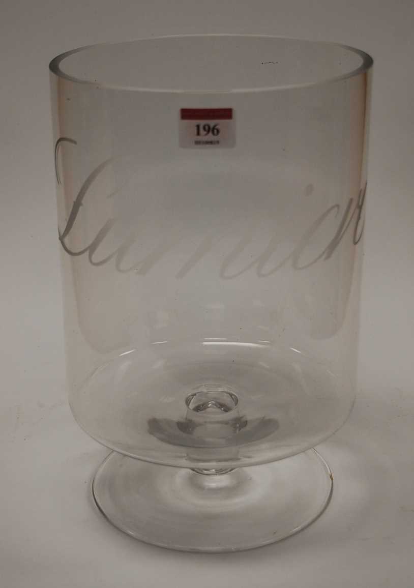 Lot 196 - An oversized glass pedestal goblet, acid...