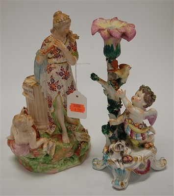 Lot 197 - An early 19th century Derby? porcelain candle...