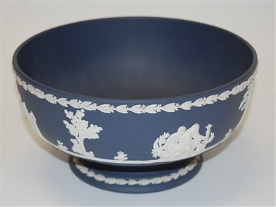 Lot 201 - A Wedgwood dark blue jasper footed bowl, dia....