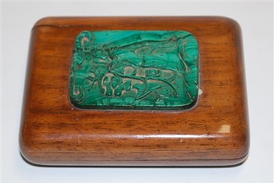 Lot 256 - A Chinese polished wood and carved malachite...