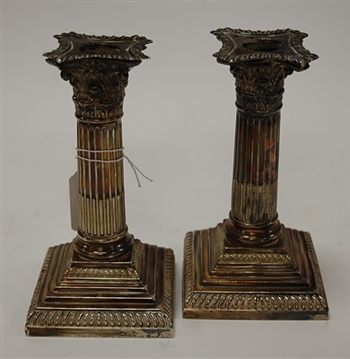 Lot 212 - A pair of Edwardian silver Corinthian column...