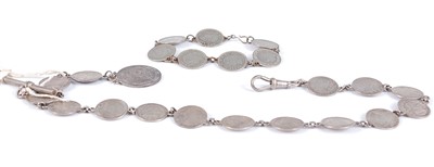 Lot 308 - A coin bracelet, made up of threepenny bits;...