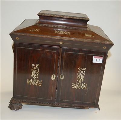 Lot 113 - A circa 1830 rosewood and mother of pearl...