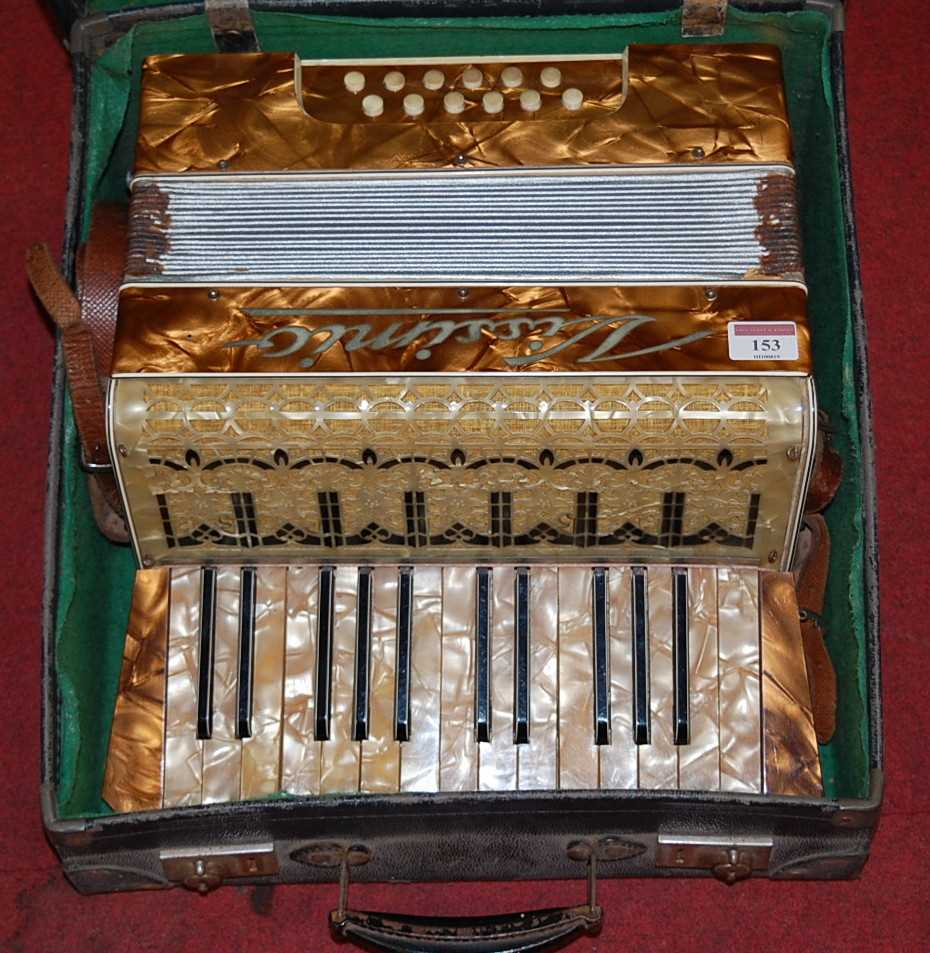 Lot 153 - A Vissimio faux marble cased piano accordion