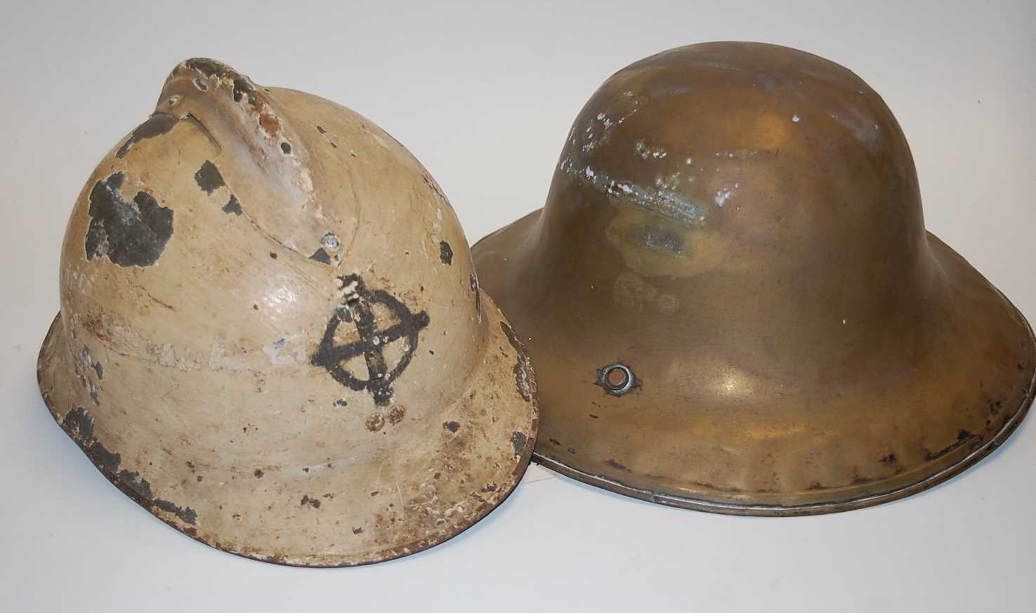 Lot 249 - A brass Brodie pattern helmet, lacking liners;...