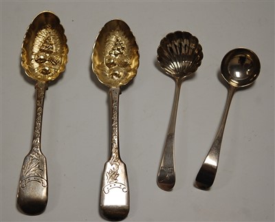 Lot 296 - A pair of William IV silver berry spoons, in...