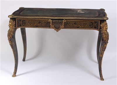 Lot 1500 - A 19th century ebony, brass inlaid and gilt...