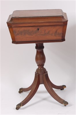 Lot 1477 - A Regency mahogany pedestal teapoy, the...